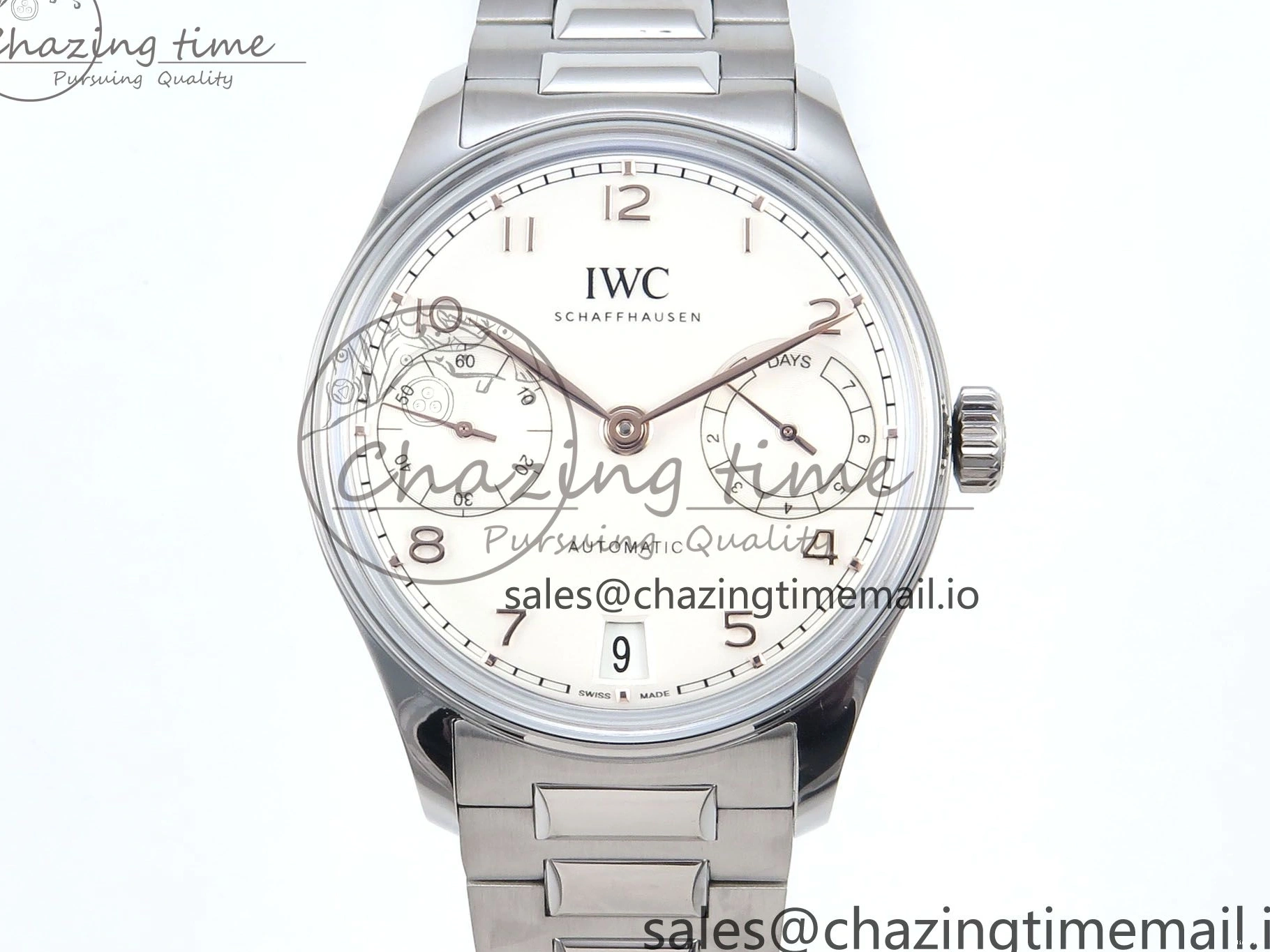 MIROTIME 0522 Portugieser Auto IWC0562A APSF 1:1 Best Edition White RG Dial on SS Bracelet A Unique 6991